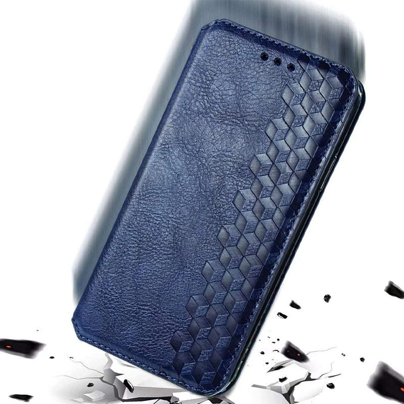 Кожаный чехол книжка GETMAN Cubic (PU) для Samsung Galaxy A21s Искусственная кожа, Слот для визитки, Черный Синий - фото 6 - id-p1490725265