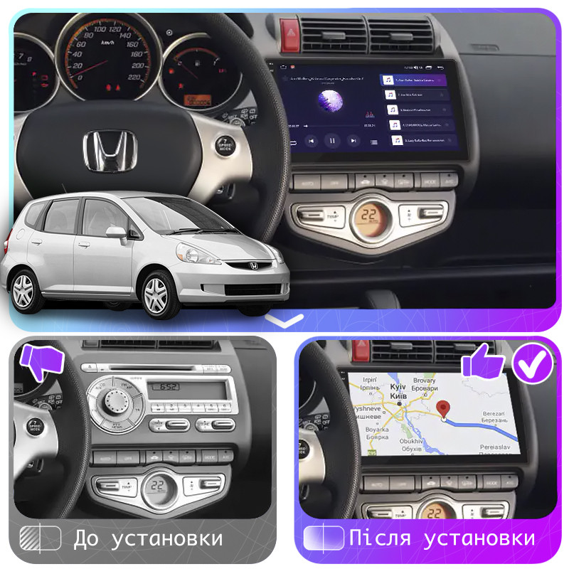 Al Штатна магнітола для Honda Fit 1 Auto AC 2001-2008 екран 9" 2/32 Gb 4G Wi-Fi GPS Top Android, фото 1