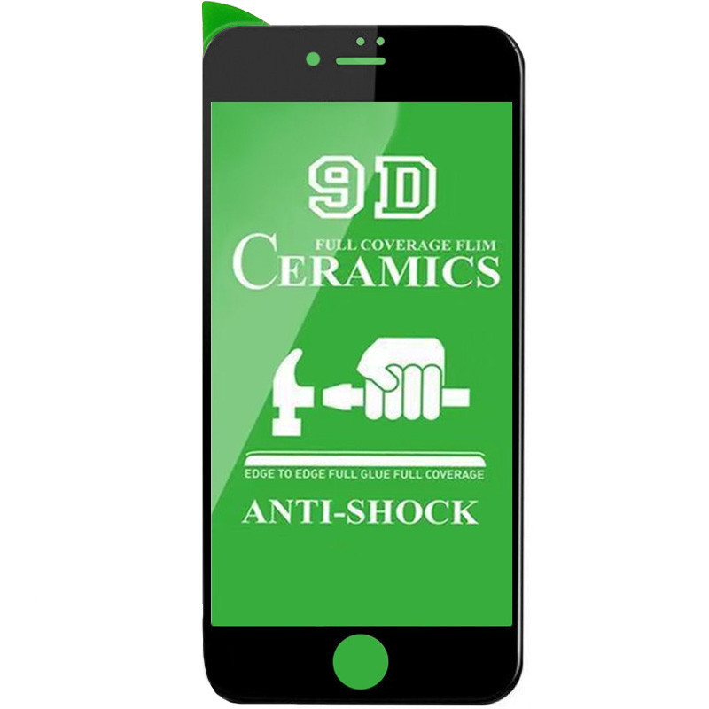 Защитная пленка Ceramics 9D (без упак.) для Apple iPhone 6/6s / 7 / 8 / SE (2020) (4.7") Пленка, Черный - фото 1 - id-p1488107156