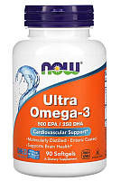 Ультра Омега-3 (Ultra Omega-3 500 EPA/250 DHA) 90капс.«Now Foods» источник омега 3 жирных кислот.