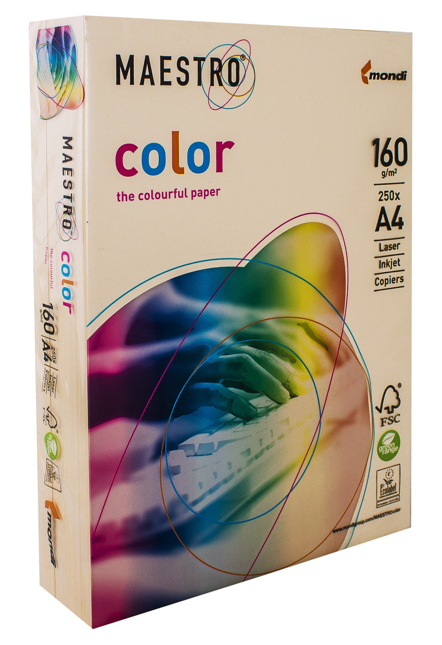 Папір кольоровий A4 160г/м Pastell 250арк CR20 Cream кремовий Maestro Color