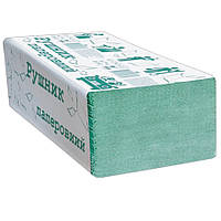 Полотенце бумажное в диспенсер зеленое V сложение 160 листов 1сл 25пачек/ящик
