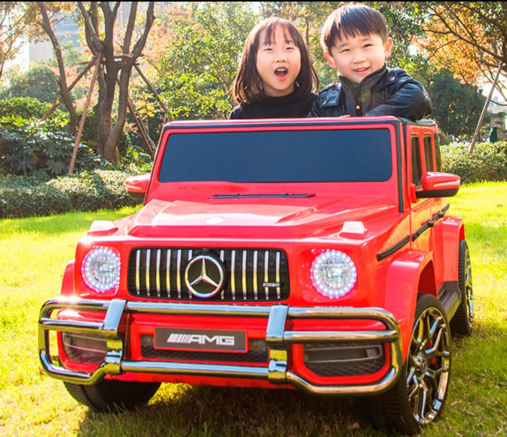 Дитячий двомісний електромобіль джип Mercedes G63 (лакований кузов, червоний колір), фото 1