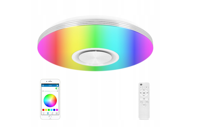 Світлодіодний світильник стельовий RGB Smartled 2645 круглий Bluetooth динамік 60 Вт + пульт, фото 1