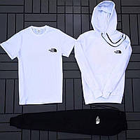 Спортивный костюм The North Face черно-белый мужской двунитка весна-осень ,Комплект Зе Норт Фейс + футболка