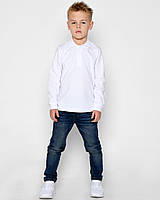 Детская хлопковая рубашка -поло белого цвета размер 110 134-140