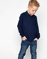 Детская хлопковая рубашка -поло синего цвета размер 128