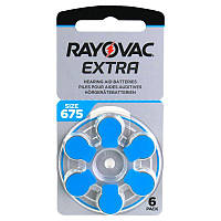 Батарейки для слуховых аппаратов Rayovac Extra 675, 6 шт.