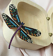 Срібна брошка у вигляді бабочки, з кольоровими вставками