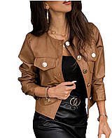 Жіночий шкіряний бомбер Шкіряний піджак жіночий Жіночий бомбер екошкіра Коротка шкіряна куртка жіноча