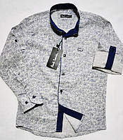 Рубашка-трансформер для мальчиков на заклепках с принтом синих листиков р 116;134;146;158.
