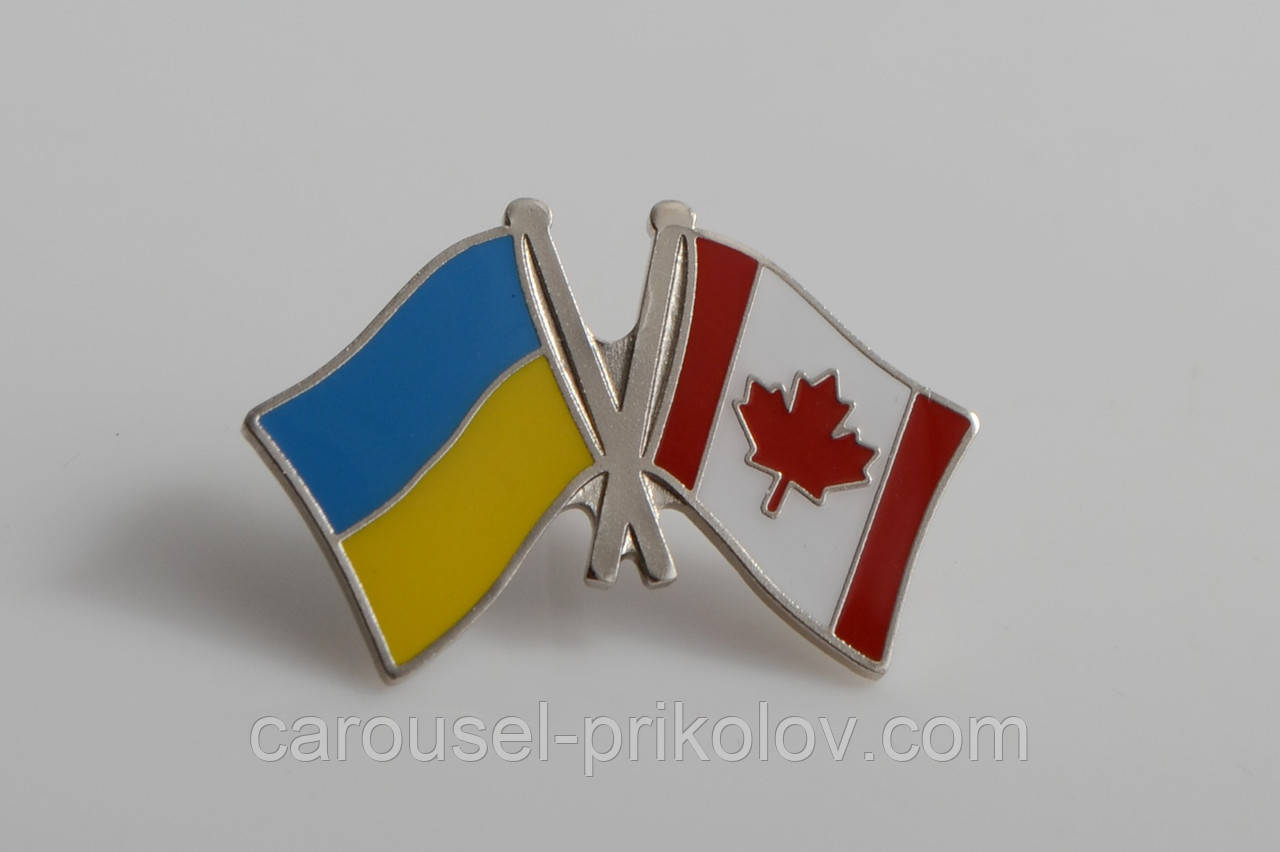 Значок прапор Україна-Канада подвійний