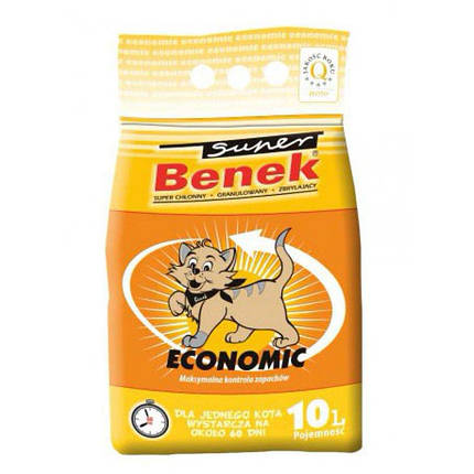 Наповнювач для котячого туалету Super Benek Economic бентонітовий комкуючийся без аромату 5 л, фото 1