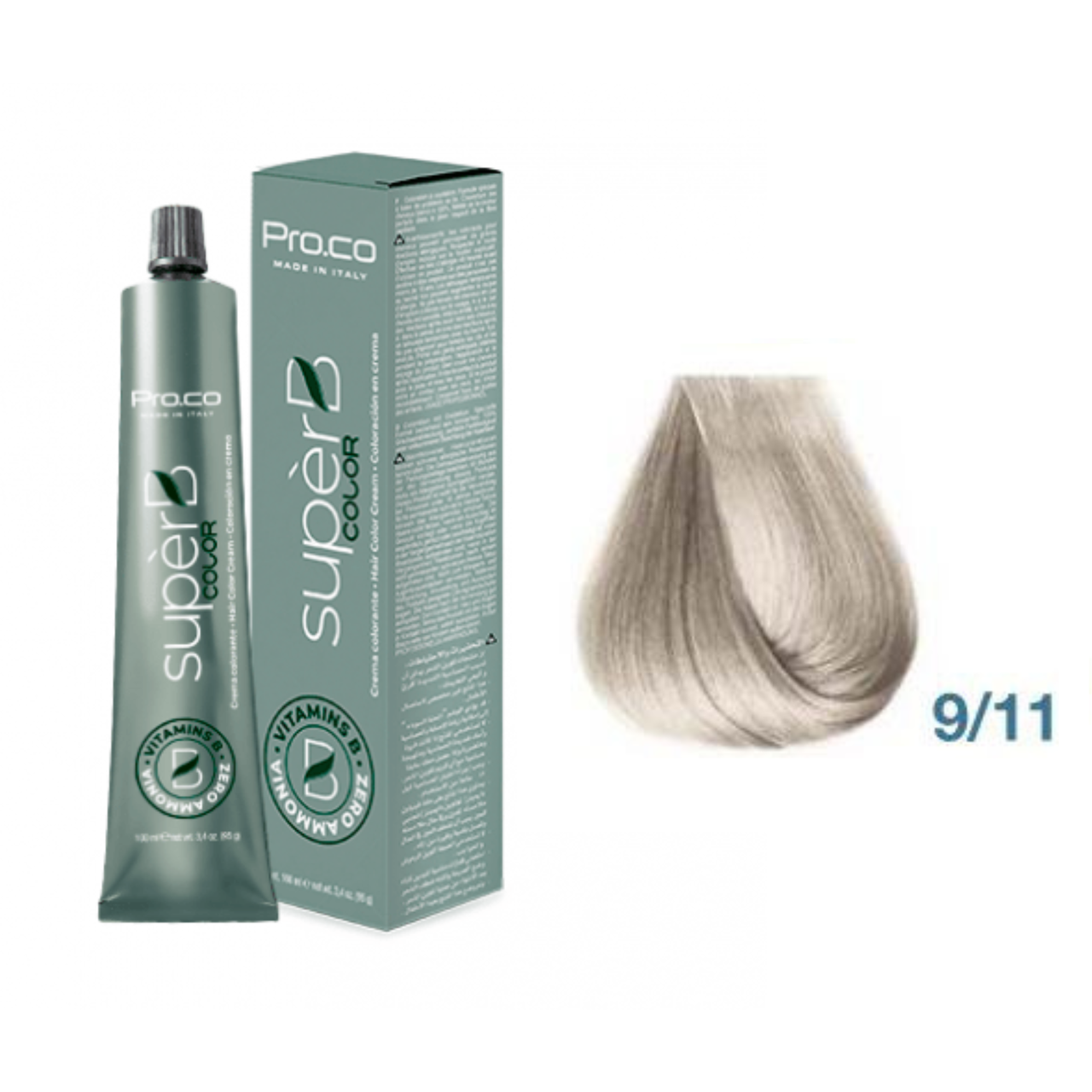 Фарба для волосся безаміачна Pro.Color Super B №9.11 Intensive Ash Very Light Blond 100 мл, фото 1