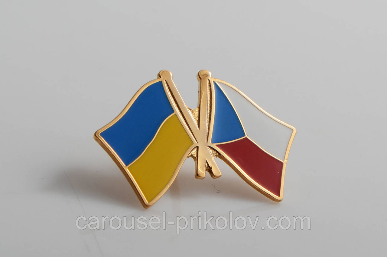 Значок прапор Україна-Чехія подвійний
