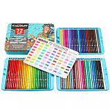 Преміум-набір кольорових масляних олівців KALOUR 72 кольори в металевій коробці, фото 3