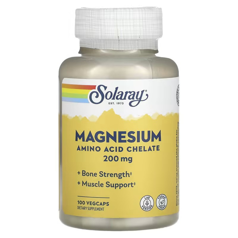 Solaray Magnesium 200 mg 100 вегетаріанських капсул, фото 1