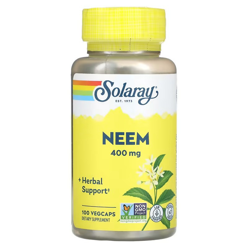 Добавка для імунітету неем, Solaray Neem 400 mg 100 капсул