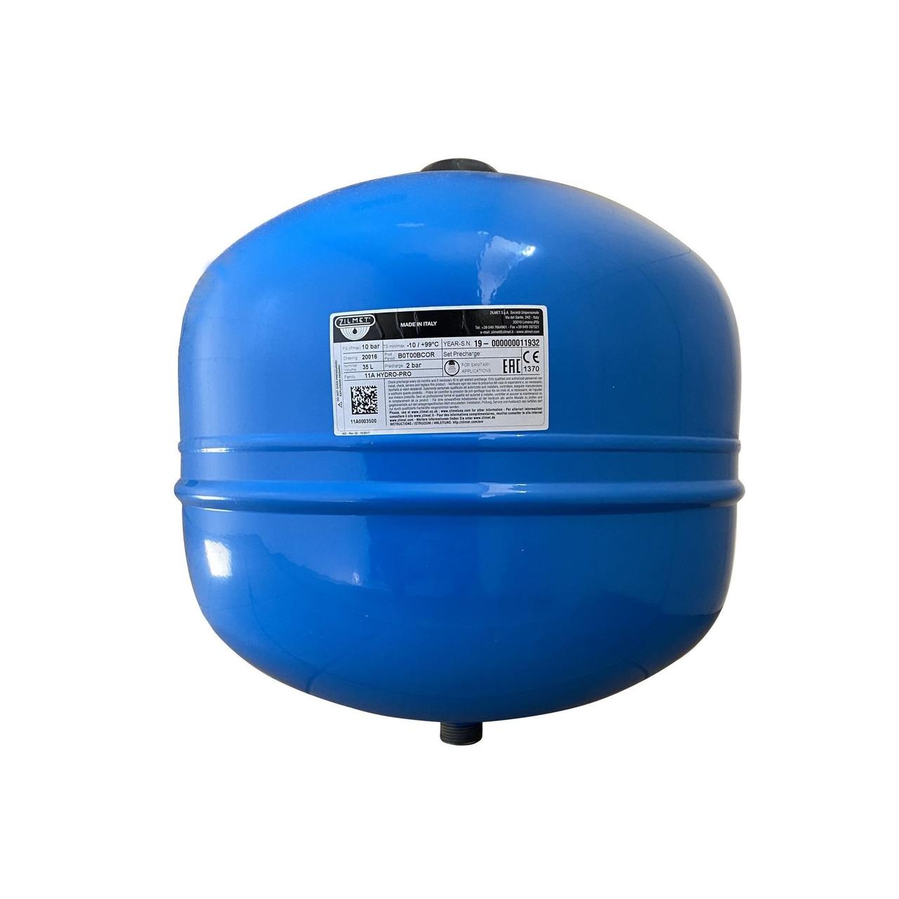 Гідроакумулятор вертикальний 35 літрів з фіксованою мембраною Zilmet Hydro-Pro 10 Bar, фото 1