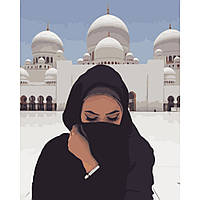 Картина по номерам Strateg Девушка возле Мечети размером 40х50 см (GS216)