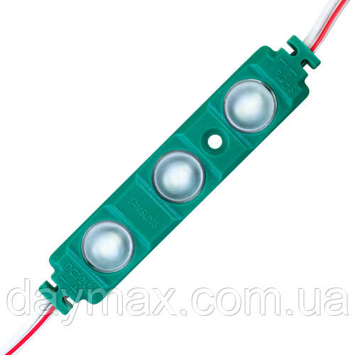 Світлодіодний модуль BRT XG193 5630-3 led W 1,5 W GREEN, 12 В, IP65 зелений з лінзою півсфера, фото 1