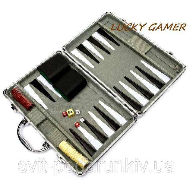 Настільні нарди подарунковий набір в алюмінієвому кейсі XHS001, фото 1