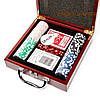 Набір для гри в покер у дерев'яній коробці 100 фішок із номіналом WS-1, фото 2