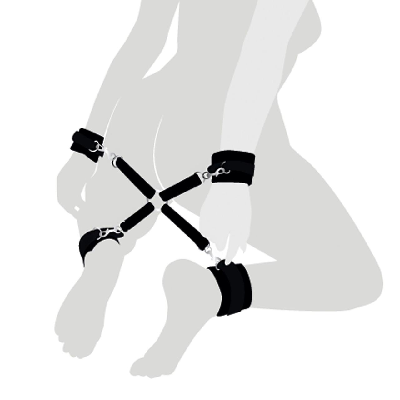 Хрестовина з натуральної шкіри Art of Sex — 4 Way Connector, Чорний 777Store.com.ua, фото 1