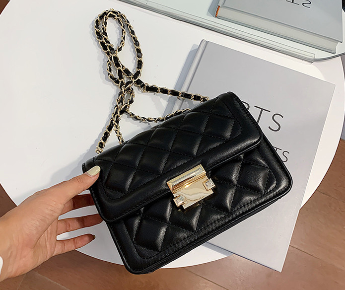 Невелика жіноча сумка клатч стегана із застібкою мк А-1878 Чорна, фото 1