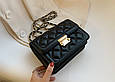 Невелика жіноча сумка клатч стегана із застібкою мк А-1878 Чорна, фото 4