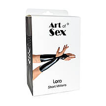 Вінілові міттинки Art of Sex - Lora короткі, размер M, колір чорний, фото 3
