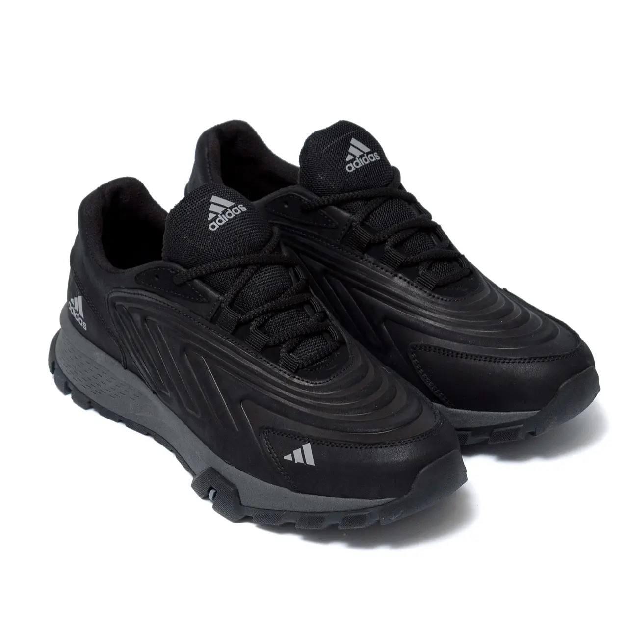 Кросівки чоловічі шкіряні весни/осінь Adidas Ozelia Black