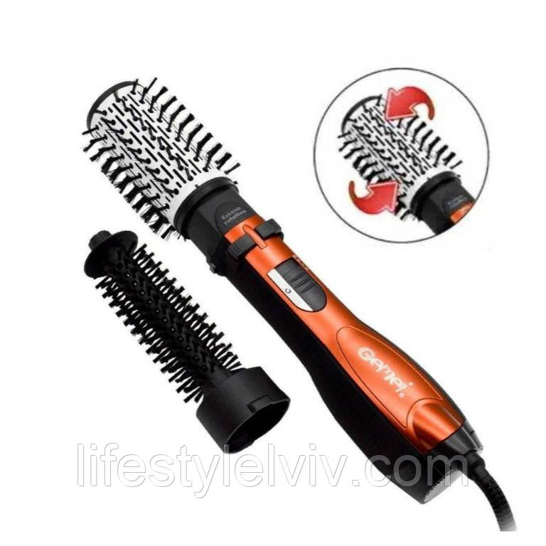 Фен-щітка для волосся 3 насадками Gemei GM 4828 / Фен-стайлер з обертанням, фото 1