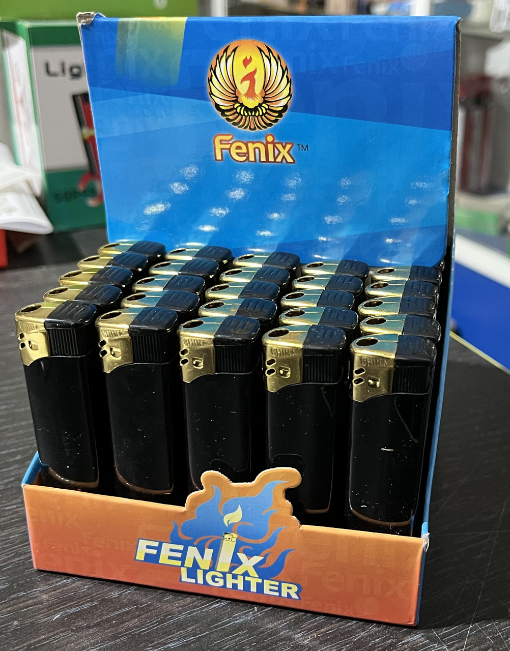 Запальничка чорна глянсова Fenix 50 шт. у блоці