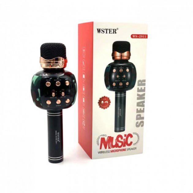 Bluetooth мікрофон для караоке WSTER WS-2911 камуфляж / Дитячий мікрофон колонка / FU-643 Музичний мікрофон