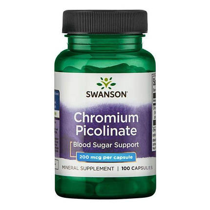 Хром піколінат Swanson Chromium Picolinate 200 mcg 100 Caps, фото 1