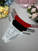 Трусики женские бразилиана Victoria s Secret со стразами Виктория Сикрет набор трусиков 3 шт