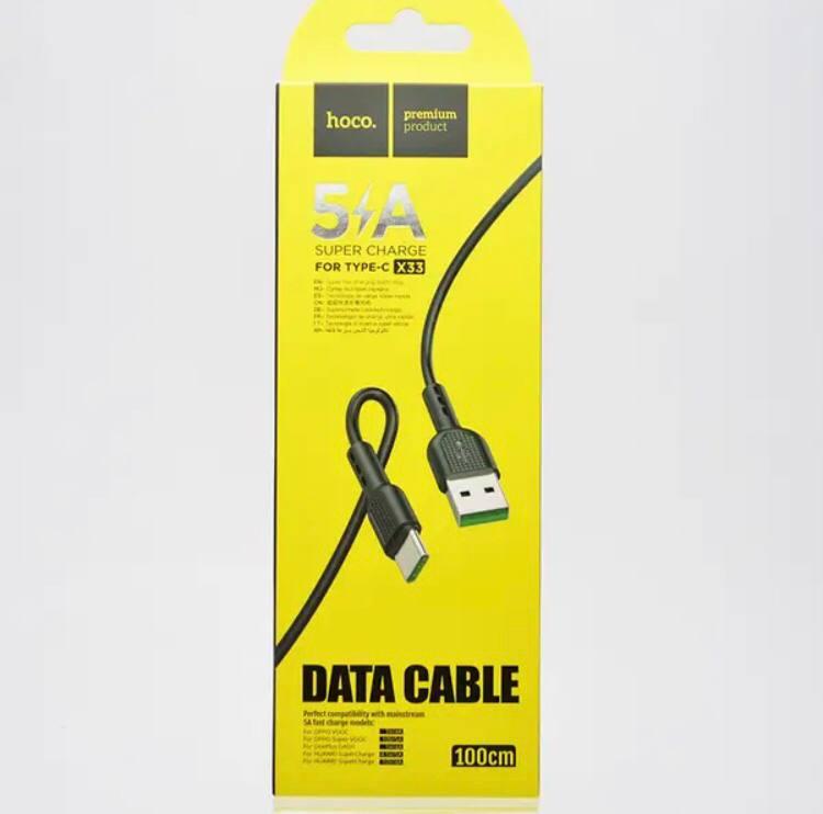 Кабель для заряджання Hoco X33 100см 5A Чорний USB Type-C Android Super Charge, фото 1
