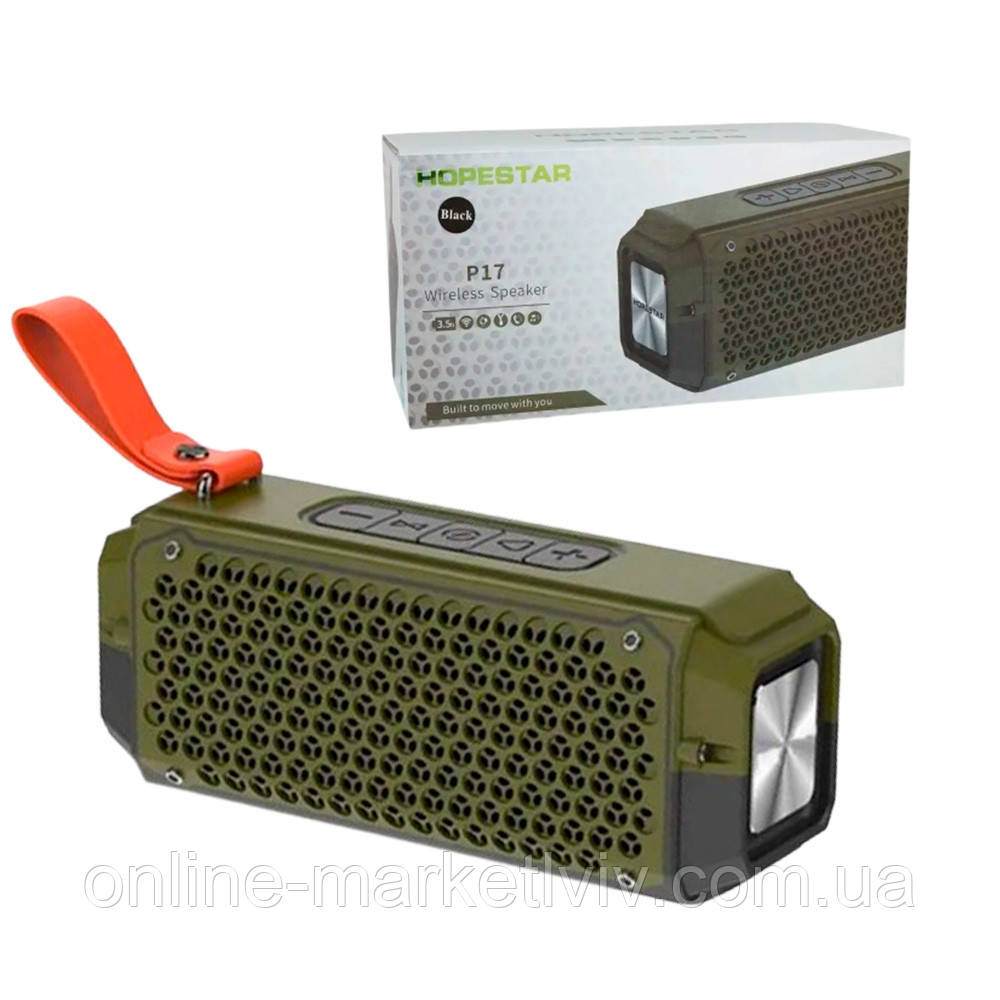 Бездротова портативна Bluetooth колонка Hopestar, PowerBank, P17 Green / Потужна бездротова колонка