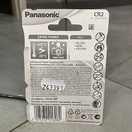 Батарейка Panasonic CR-2L BLI 1 LITHIUM (CR-2L/1BP), фото 2