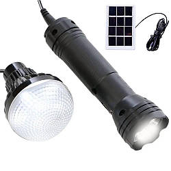 LED ліхтар із сонячною панеллю і з USB-зарядкою 1000 мАг, Solar Camping Kit CL-038 / Ліхтар світлодіодний