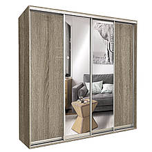 Шафа купе чотирьохдверна ТОП 4 2380х450х2100 мм ДСП + Дзеркало Дуб вінтаж Модерн