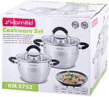 Набір 2 каструлі Kamille Marsaili 1.8л, 2.5л buuba з силіконовими ручками, фото 6