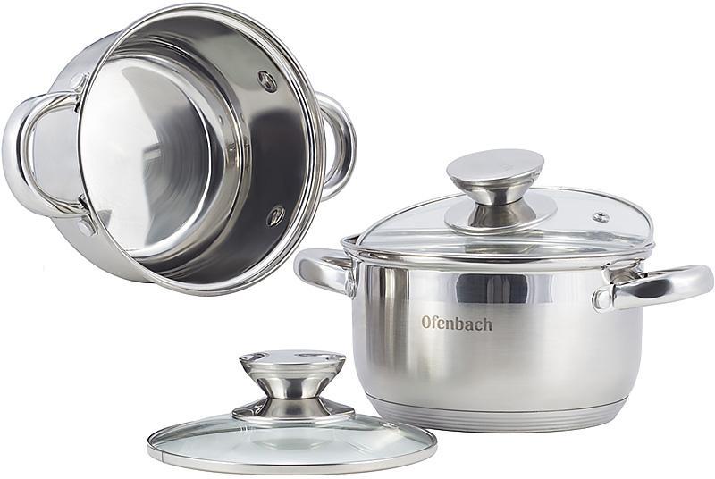 Набір 2 каструлі Ofenbach Hamburg 1.1л, smile 1.7л smile з нержавіючої сталі з 5-шаровим індукційним дном, фото 1