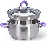 Каструля Fissman Annette 4.7л smile з нержавіючої сталі з кришкою-друшляком, фото 2