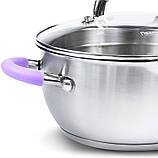 Каструля Fissman Annette 4.7л smile з нержавіючої сталі з кришкою-друшляком, фото 3