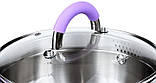 Каструля Fissman Annette 4.7л smile з нержавіючої сталі з кришкою-друшляком, фото 4