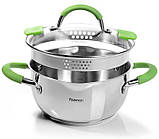 Каструля Fissman Charlotte 2.5л smile з кришкою-друшляком, фото 2