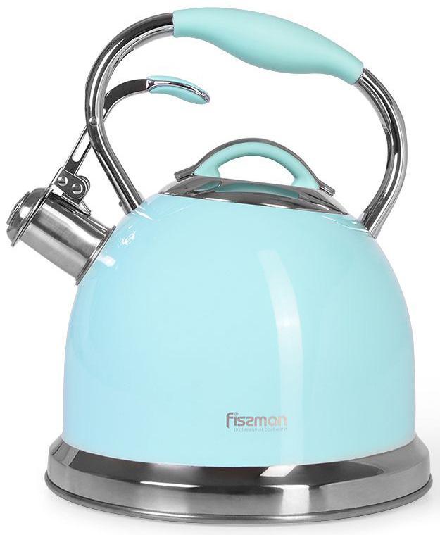 Чайник Fissman Felicity 2.6л smile з нержавіючої сталі, зі свистком, аквамарин, фото 1