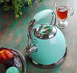 Чайник Fissman Felicity 2.6л smile з нержавіючої сталі, зі свистком, аквамарин, фото 3
